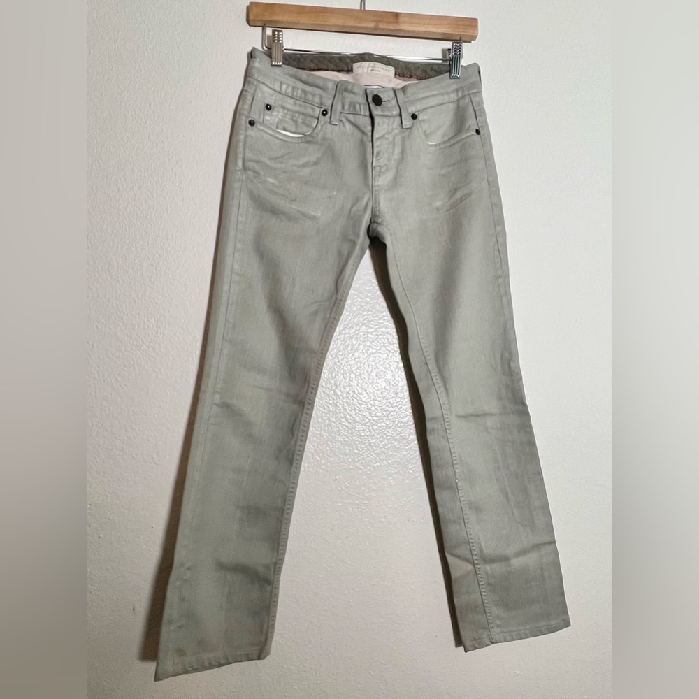 STELLA MCCARTNEY - Silver gray glossy jeans low straight leg